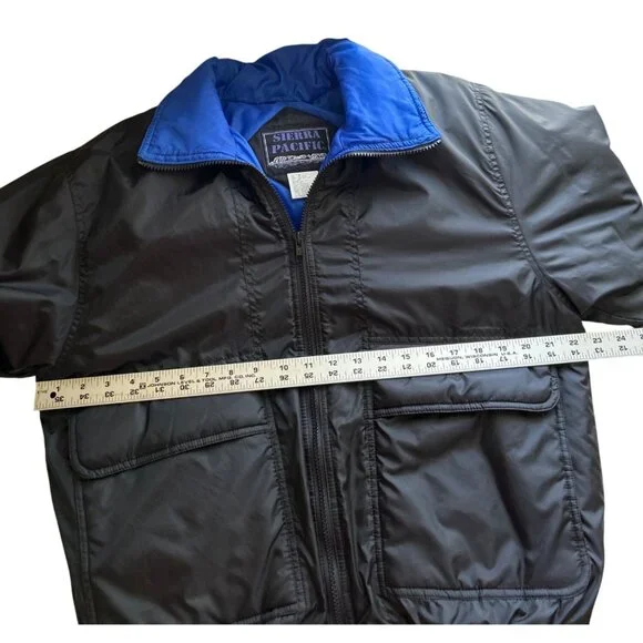 Sierra Pacific Black & Blue Full Zip Puffer Jacket Size M Lightweight - Picture 4 of 6